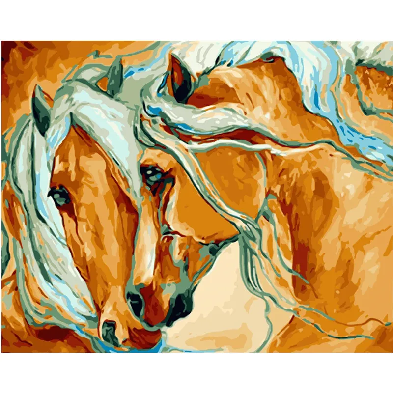

Two horses intimacy Animal DIY Digital Painting By Number Modern Wall Art Canvas Painting Unique Gift Home Decor 40x50cm