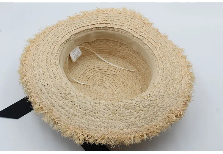  hat womens summer adult solid casual straw sun beach hat summer hats for women boater raffia hat bow (11)