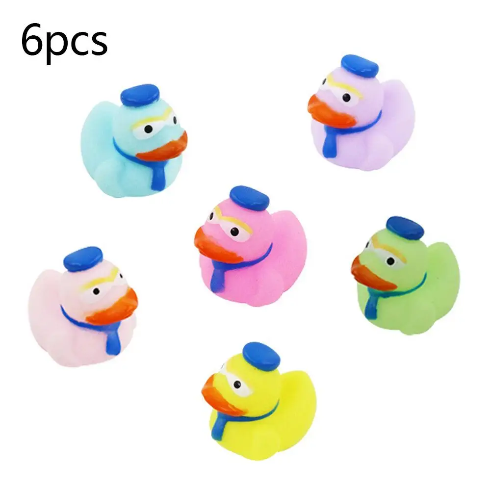 6PCS/LOT New Floating Squeak Duck Toy Kids Baby Bath Float Squeeze