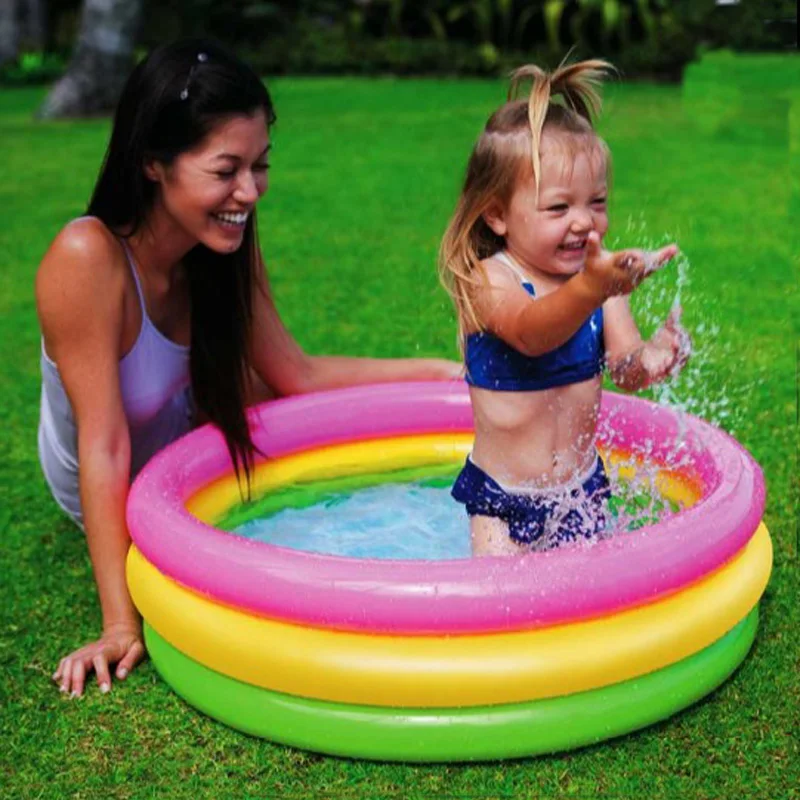 Надувные ПВХ плавательный бассейн 3 кольца круглой формы для детей дети портативный открытый бассейна ванна воды играют аксессуары