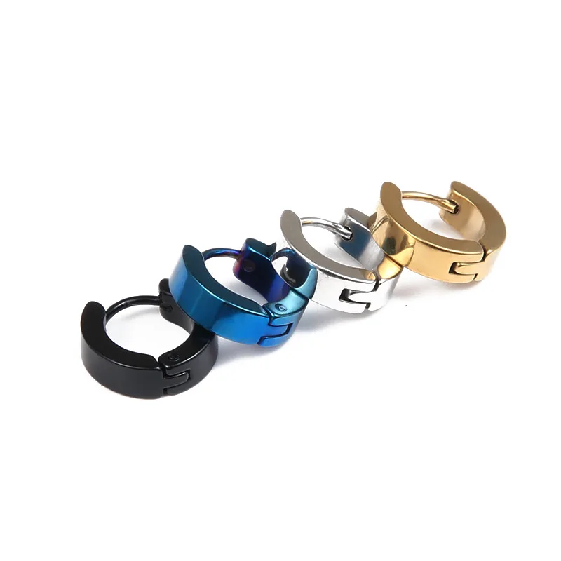 

JeeMango Punk Stainless Steel Hoop Earrings For Women Men Fashion Steel/Gold/Black Color Earrings Simple Unisex Earrings A00172