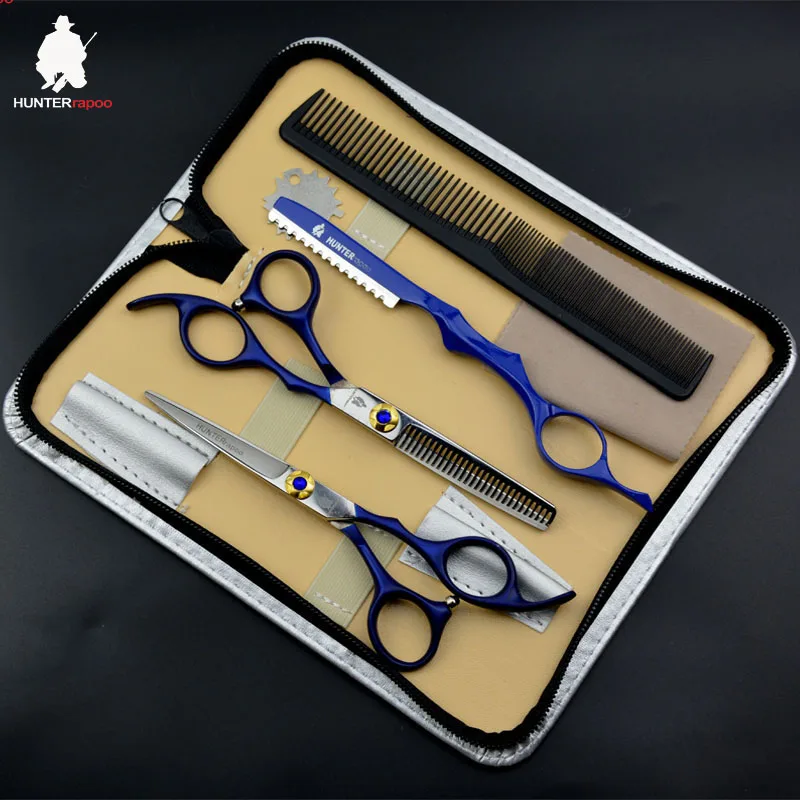 

6 inch Black Color Hair Cutting Thinning Scissors Set High Quality Tesouras 2pcs Beauty Scissor Kit Hair Trimmer for hairdresser