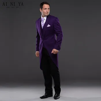 

New Fashion men suits tuxedo Purple Bridegroom 2019 Groom Tuxedo Men Wear Groomsman Best Man Suit Evening
