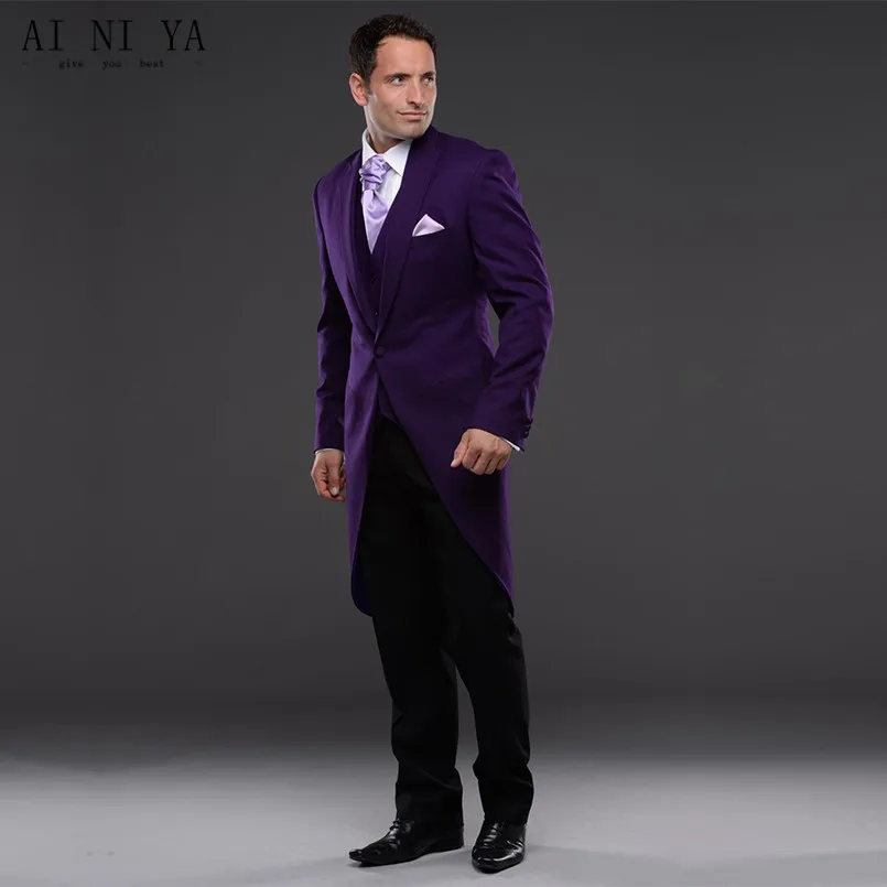 Nova Moda masculina ternos Noivo smoking Roxo 2017 Padrinho de casamento Melhor Homem do Terno Dos Homens Do Smoking Do Noivo Desgaste da Noite