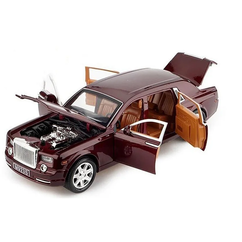 2 цвета, 1:24, 20,5 см, Rolls-Royce Phantom, со звуком и светильник, откатная модель, литая под давлением, мини-игрушки, коллекционные подарки для детей