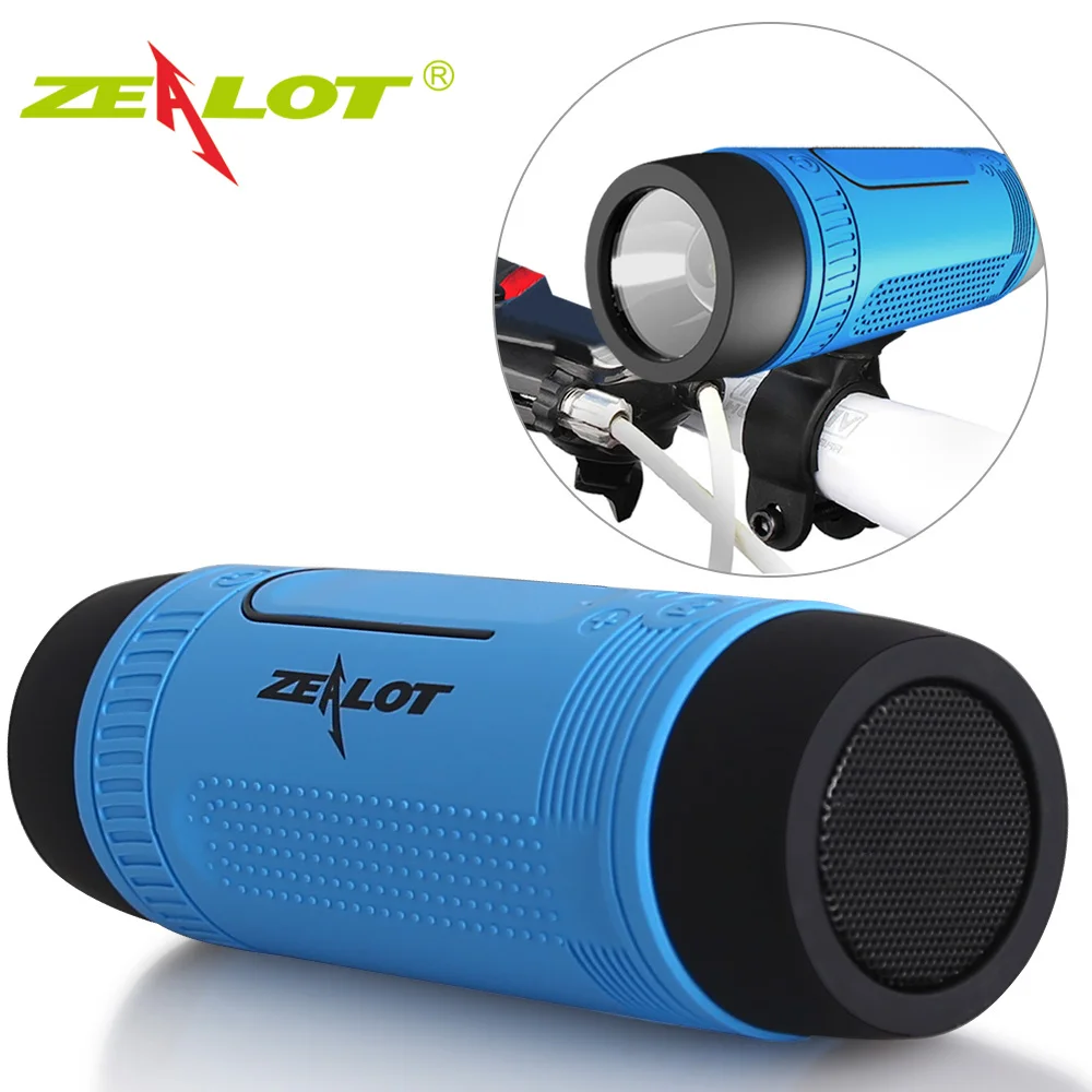 Zealot S1 Bluetooth динамик fm радио Водонепроницаемая уличная переносная маленькая Беспроводная динамик для велосипеда поддержка tf-карты, power Bank+ фонарик+ крепление для велосипеда