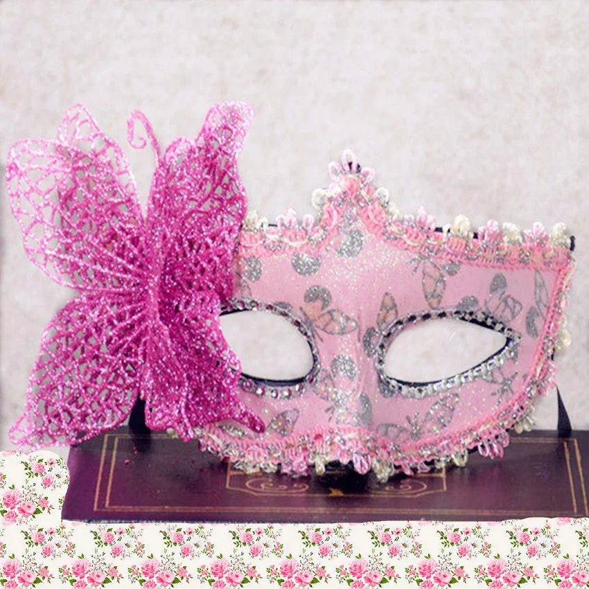 BIBIGOU High Quality Pink Party Masks Beautiful Princess Venice Lace