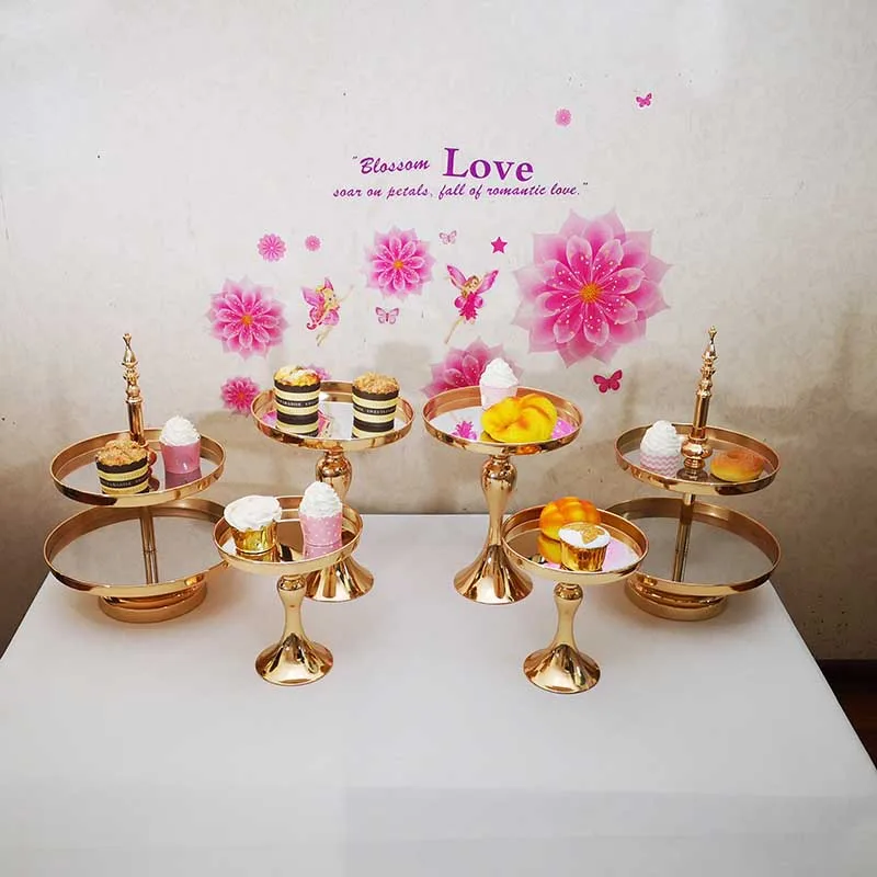 

6pcs/set Gold Mirror Surface Wedding Dessert Tray Cake Stand Wedding