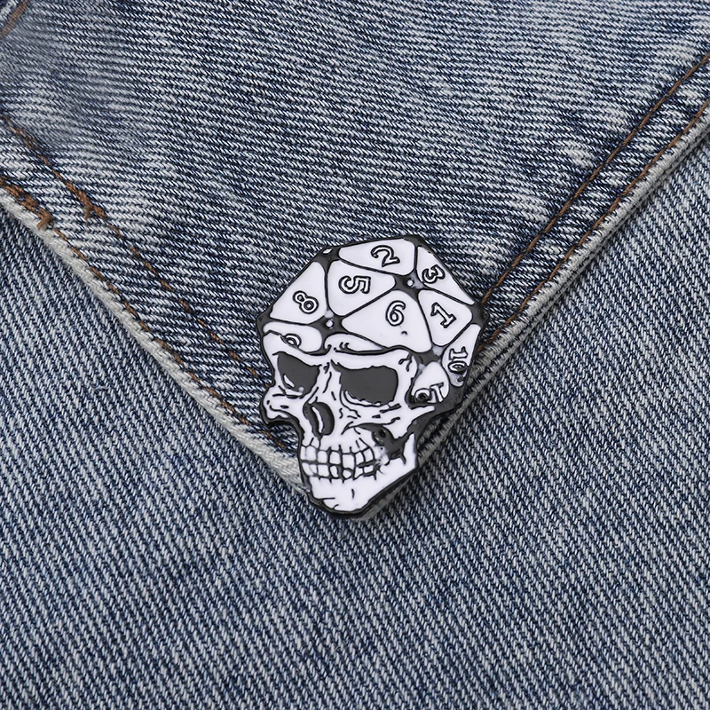 RPG D20 Skull Dice Enamel Pin Dungeons Dragons Lapel Pin DnD Badges Brooches For Game Lover Backpack Accessories