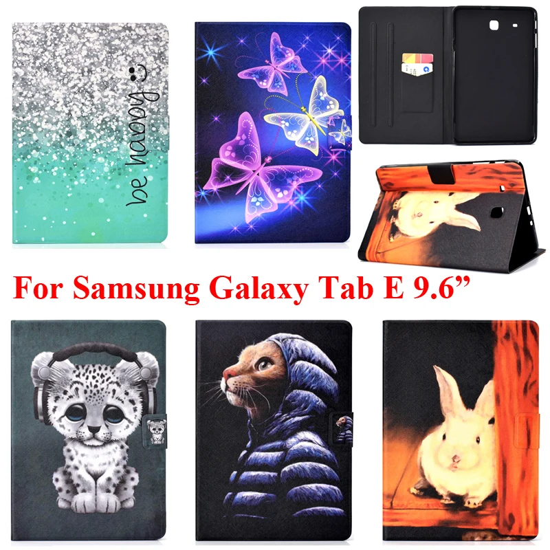 

Casing Protector For Samsung Galaxy Tab E 9.6 T560 Bag Case SM-T561 Cute Cover Bag Rabbit Painting Shell Skin