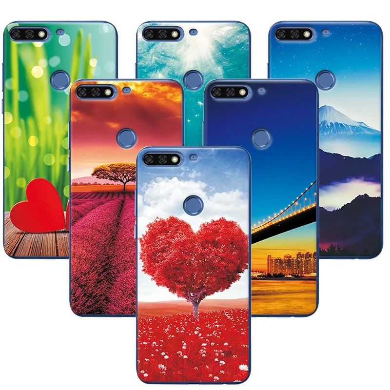 

Cover For Huawei Honor 7C Case Honor 7 C 5.99 inch Scenery Flowers Painted Soft Silicone Phone Cases For Huawei Honor 7C