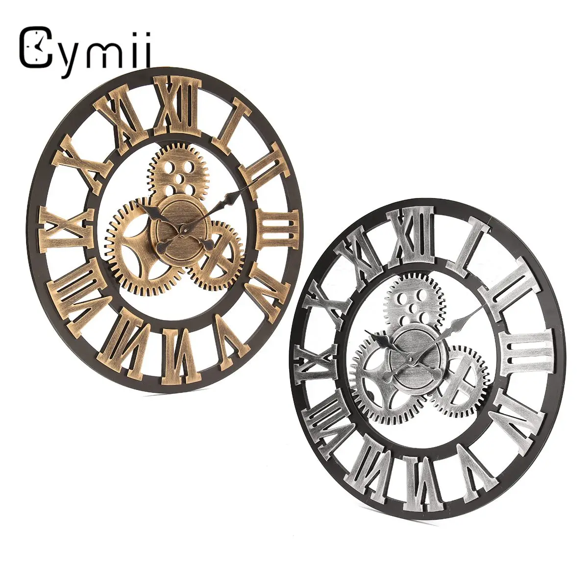 

Cymii 60cm 3D Retro Industrial Large Gear Wall Clock Rustic Wooden Luxury Art Vintage Home Office Decoration Supplies