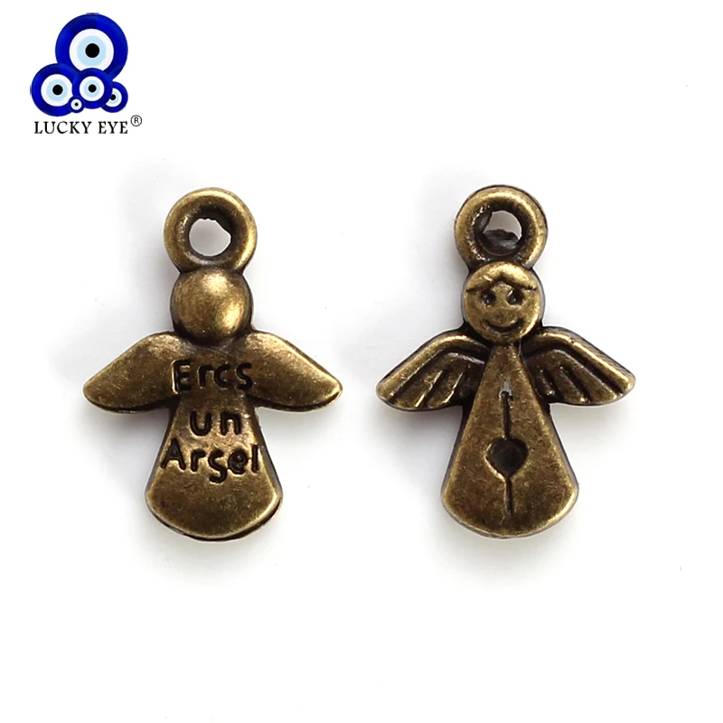 Lucky Eye 20 шт./лот амулеты ангелы винтажный старинный Бронзовый Ангел подвеска