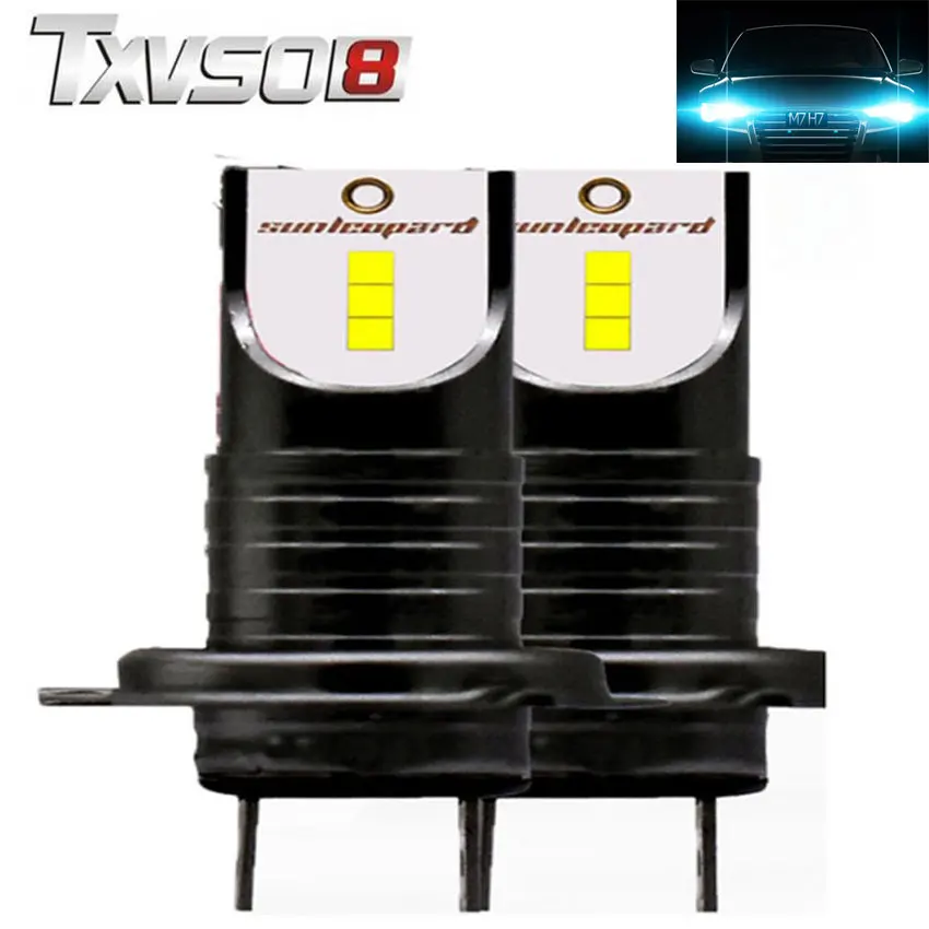

TXVSO8 2Pcs h7 LED 6000K car headlight bulbs CSP Chips- 12V 30000LM 55W Bulb Mini car light Lamp automotivo luces led para auto