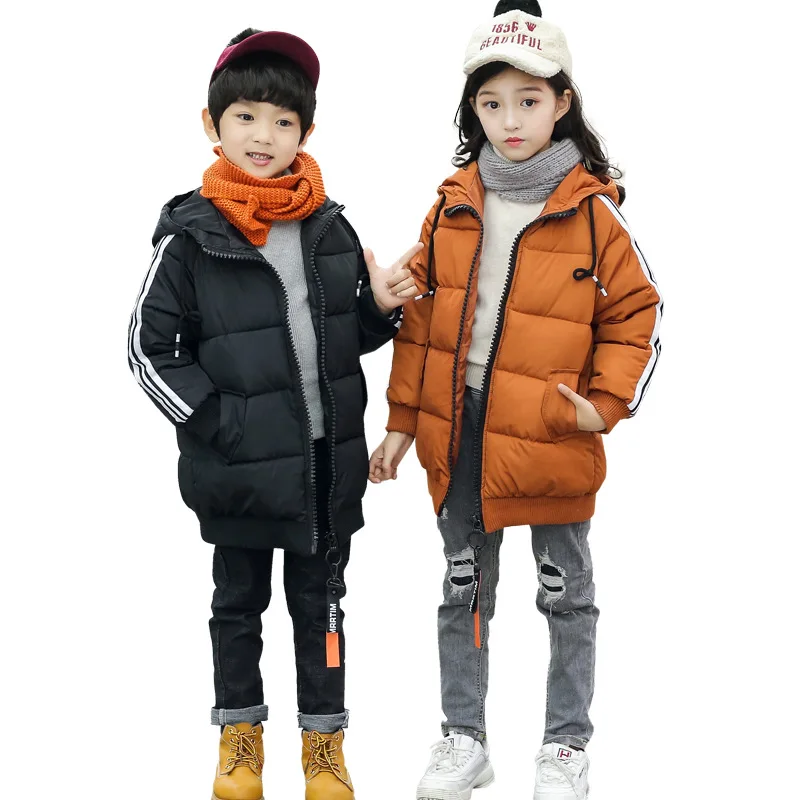 Boys Black Winter Coats & Jacket Kids Zipper Jackets Girls Boys Thick Winter Jacket High Quality Boy Winter Coat Kids Clothes