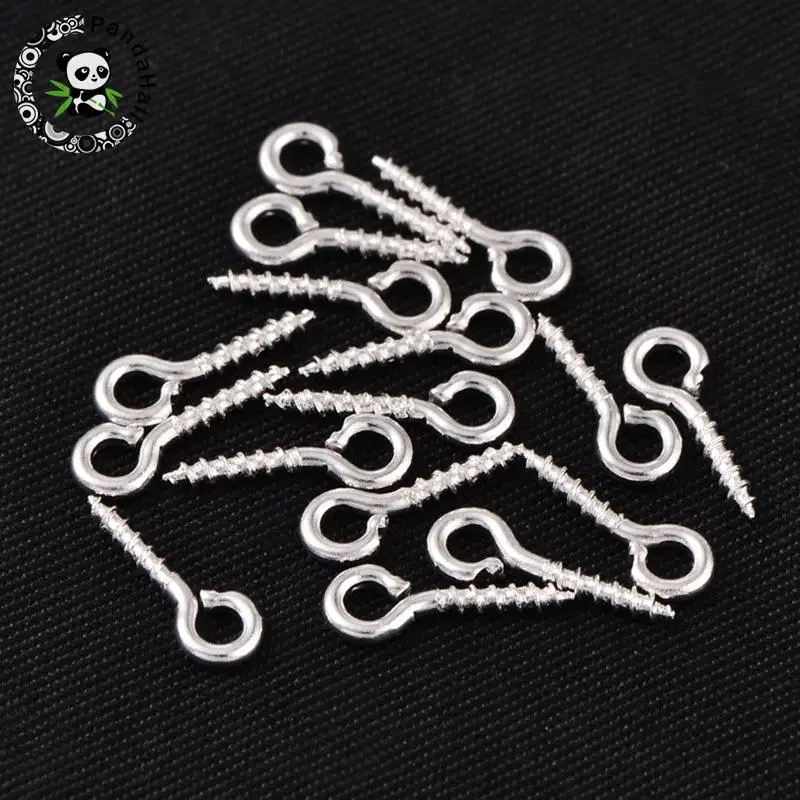 

Pandahall Iron Screw Eye Pin Bail Peg, For Half-drilled Beads, Silver color, about 10mm long, 4mm wide, 1mm thick, hole: 2mm