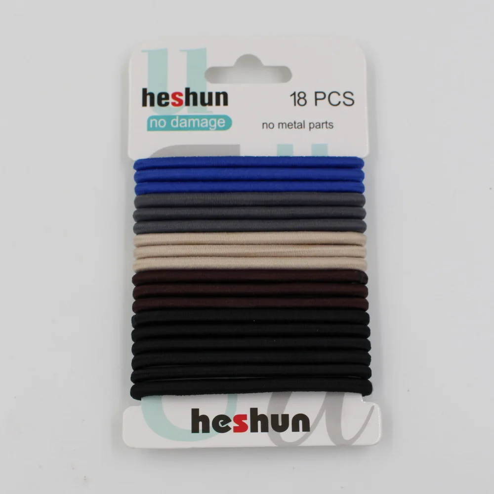 18Pcs/Card Basic Black High Elastic Rubber Hair Bands Tie Set For Women Girl Colourful Ponytail Holder Rope Hair Accessories hair bows for women Hair Accessories