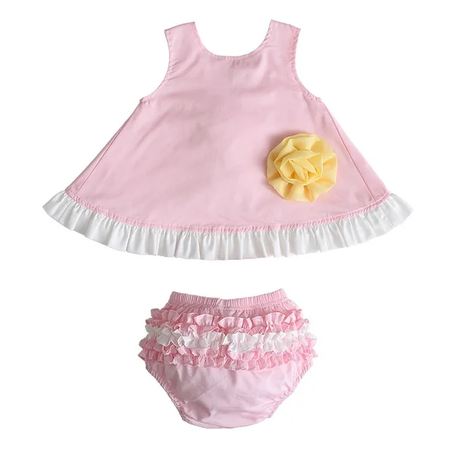 Yellow/ Pink Baby Girl Clothing Sets Children Sets Top and Down Casual