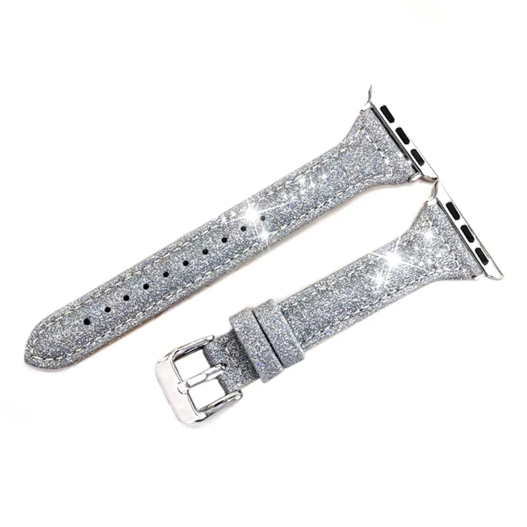Glitter Bracelet Belt Genuine Leather Band for Apple Watch 42MM 38MM Replacement Strap for iWatch 3 2 1 Wristband