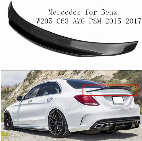 

Carbon Fiber car Rear Trunk Lip Spoiler Wing For Mercedes Fit For Benz W205 C63 AMG PSM 2015-2017 BY EMS