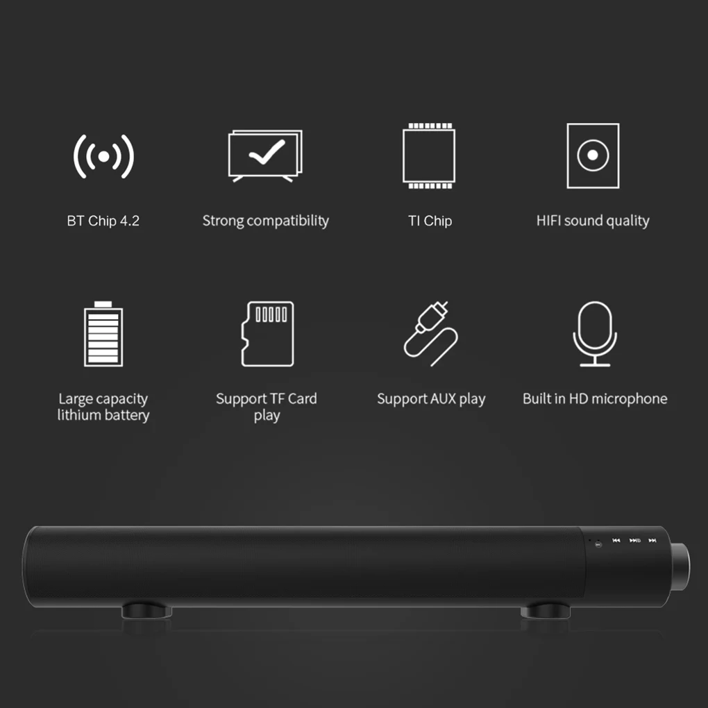 Bluetooth 4,2 двойной рог динамик Встроенный микрофон беспроводной стерео сабвуфер алюминиевый корпус TF карта расширения саундбокс