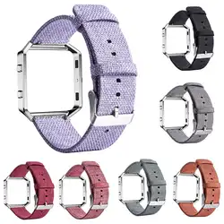Популярные регулируемые часы с ремешком из полотна с металлической рамкой для Fitbit Blaze умный Браслет