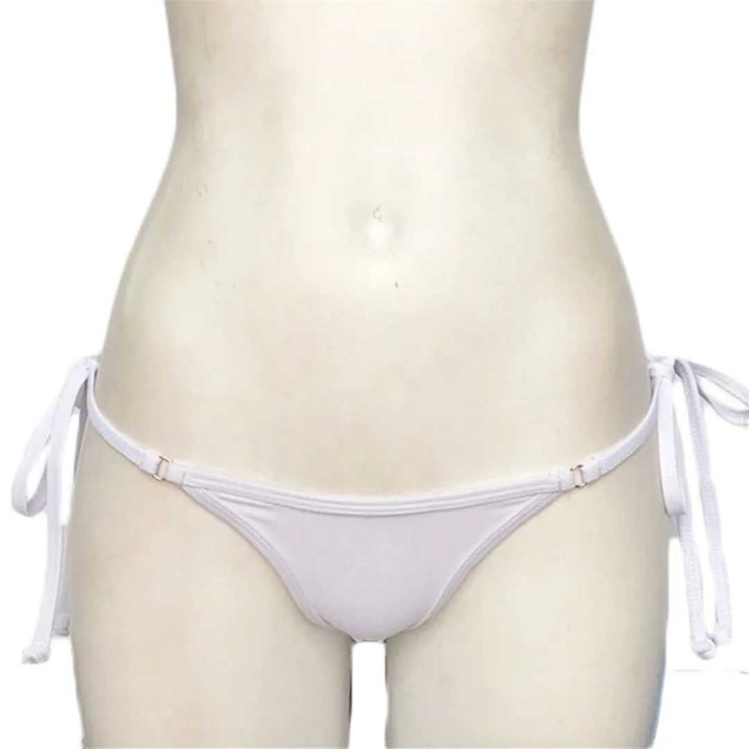 Сексуальное микро мини-бикини с завязками, раздельное бикини, топ, низ, плавки, женская одежда для плавания, женские бразильские танга, трусики V02B - Цвет: V08 White