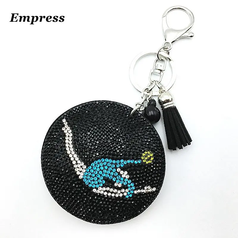 

New 2018 good quality wholesale gymnastics round new fashion charm key chain pendant Rhine Shi Pi free shipping