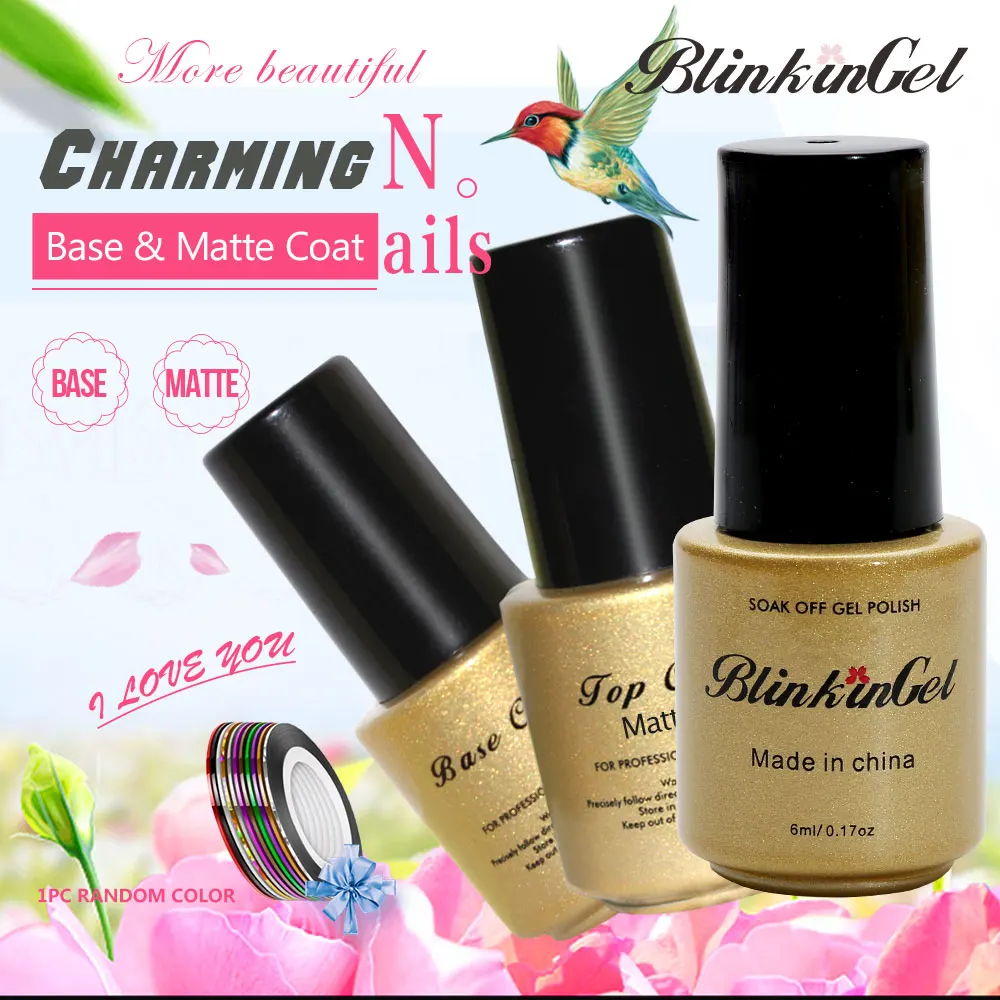BlinkinGel 2pcs/set Matte Top and Base Gel Multi Use Top & Base Coat