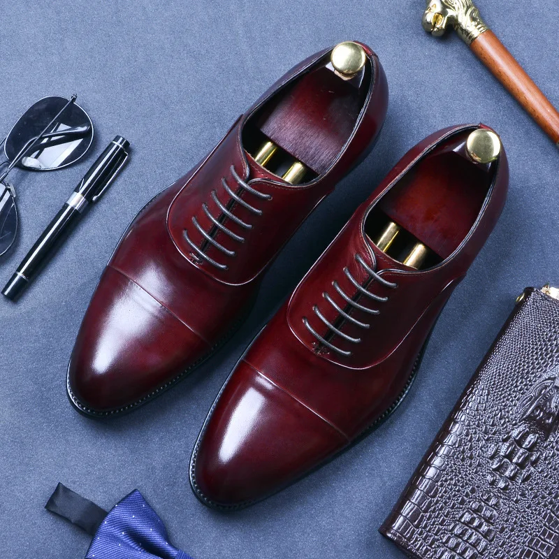 QYFCIOUFU/Мужская официальная обувь из натуральной коровьей кожи на шнуровке; итальянские высококачественные дизайнерские роскошные классические элегантные мужские туфли-оксфорды