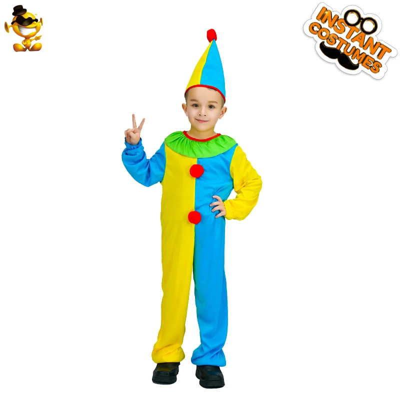 DISPLAY Original New Style Cosplay Clown Boy Funny Clown Jumpsuit Costume for Halloween Christmas Party