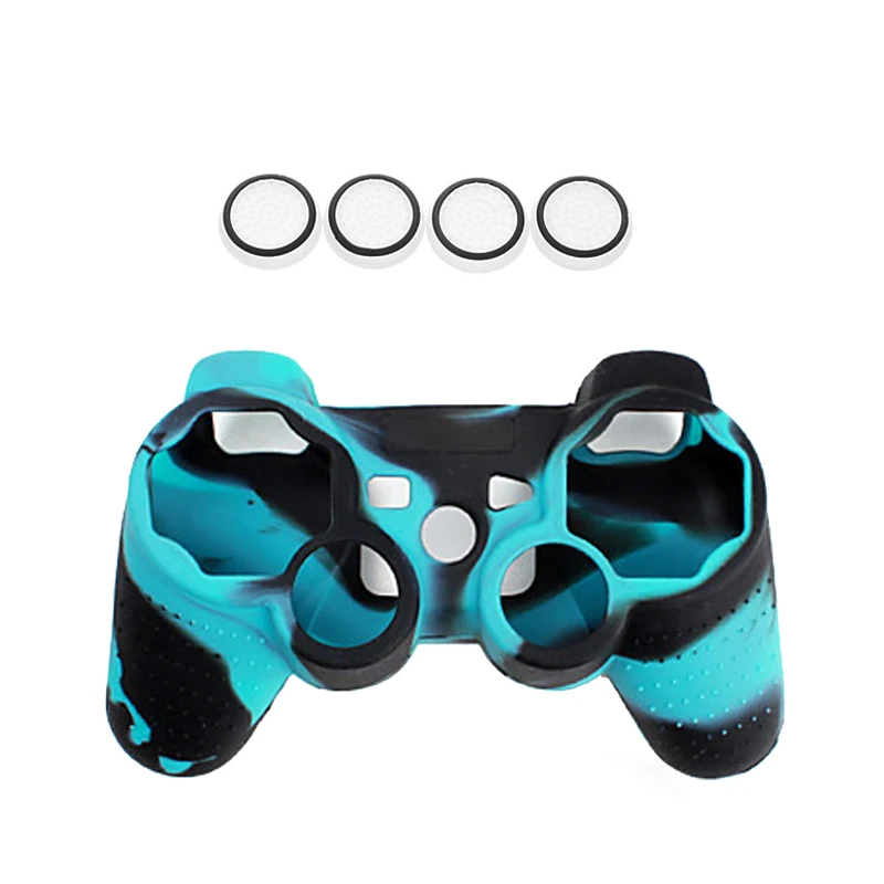 

Silicone Gel Rubber Skin Case + 4x Thumb Sticks Grips Cap Cover For Sony PlayStation Dualshock 3 PS3 Controller