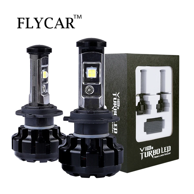 FLYCAR все в одном светодиодный H4 H1 H3 H7 H8 H11 9005 HB3 9006 HB4 Turbo комплект для преобразования