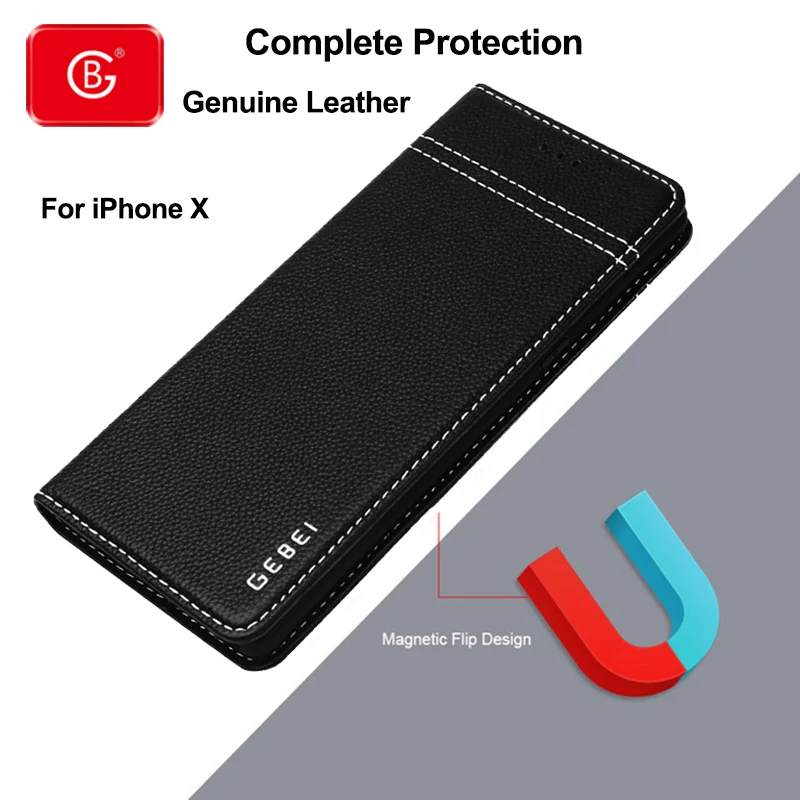

Luxury Brand Genuine Leather Wallet Card Case For iPhone X XS Max XR Phone Shockproof 360 Full Protective Back Flip Cover Cases
