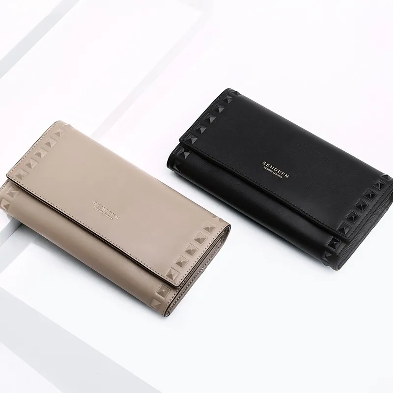 

2019 New Fashion Long Cell Phone Purses Women Wallets Female Split Leather Purse Coin Pocket Crad Holder Wallet Classic Wallet