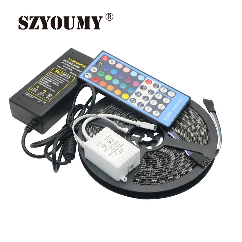 buy SZYOUMY 5 SETS 5050 RGBW Led Flexible Tape IP65 Waterproof Black PCB DC12V 60leds M With RGBW Controller and 12V5A Power Adapter