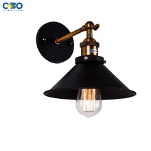 Винтажная железная черная окрашенная настенная лампа для спальни фойе склад наружное/Внутреннее освещение E27 держатель лампы 110-240 В