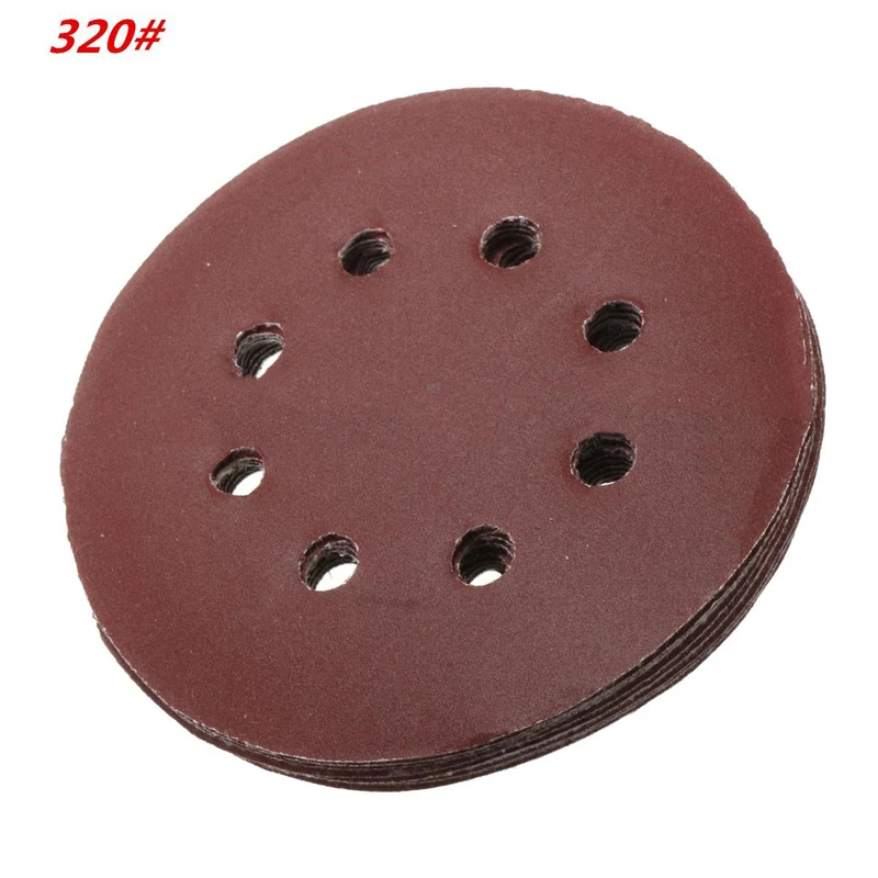 10pcs 125mm 5" Hook Loop Sanding Discs 8 Hole Sandpaper Pads Set 60Grit-2000Grit Sander Disc Abrasive Polishing Tools