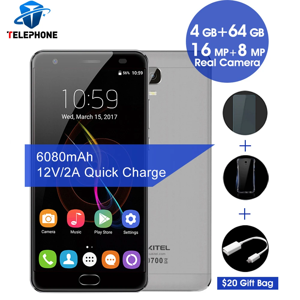 bilder für Original Oukitel K6000 Plus MTK6750T Octa-core 4G RAM 64G ROM 12 V/2A Schnellladung 6080 mAh Android 7.0 Handy bilder für Original Oukitel K6000 Plus MTK6750T Octa-core 4G RAM 64G ROM 12 V/2A Schnellladung 6080 mAh Android 7.0 Handy
