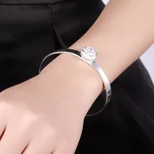 Браслет с цветками розы Ювелирные изделия большой цветок открытый серебряный браслет женская бижутерия Подвеска из сплава браслет для молодых девушек