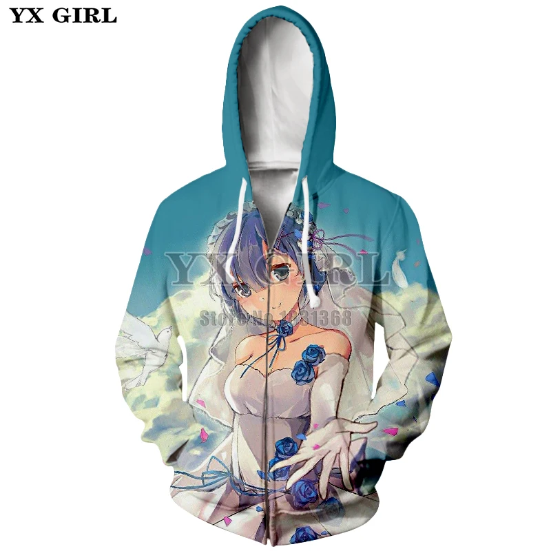 YX GIRL Brand Clothing 2018 New Fashion 3D Zip Hoodies