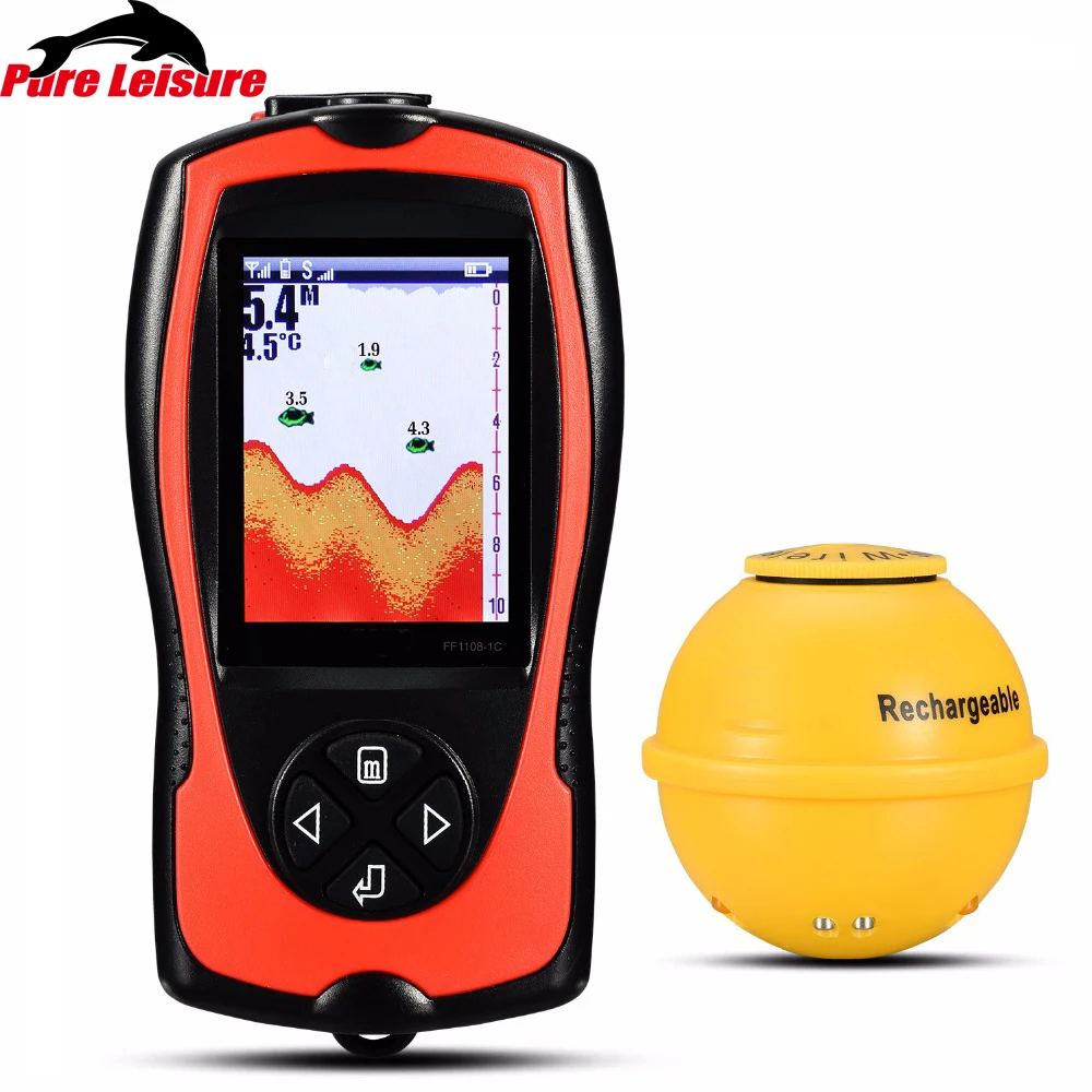 Pureleisure لون ماء اللاسلكية fishfinder السمك مكتشف wifi 147ft/45 متر عمق المياه الصيد سونار اللاسلكية FF05 السفينة مجانية