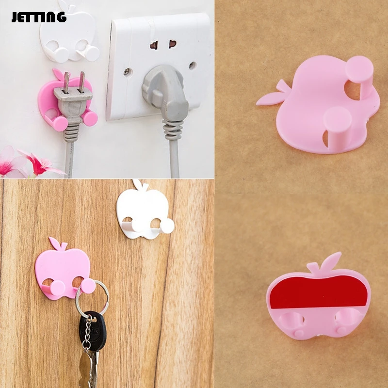 

1Pc 4.5*4*2cm Adhesive Sticky Apple Shape Plug Linked Holder Hook Wall Hook Bag Hanger