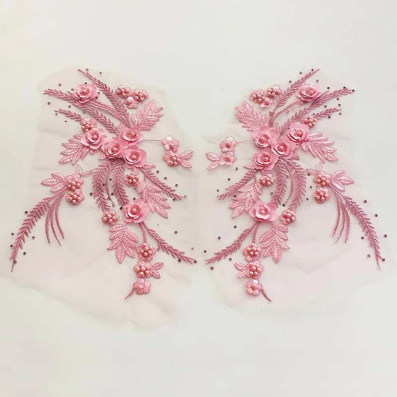 

1Pair/2 Pieces DIY High Quality 3D Lace Fabric Lace Ribbon Embroidered Sew on Cloth Costura Craft Decoration for Garment