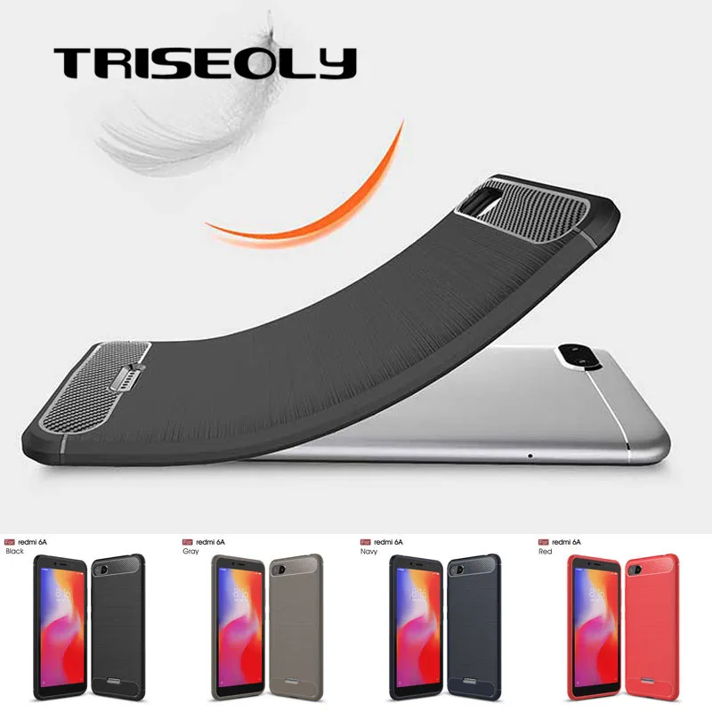 Силиконовый чехол TRISEOLY для Xiaomi Redmi 6A 5 45 углеродное волокно 6a Redmi6a телефона бампер