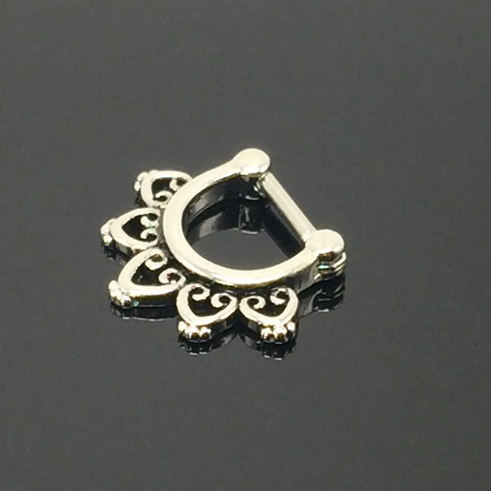 1Piece Retro Septum Nose Rings Antique Silver Women's Nose Ring 1.2mm 16G Piercing Body Jewelry For Girls High Quality New 20163