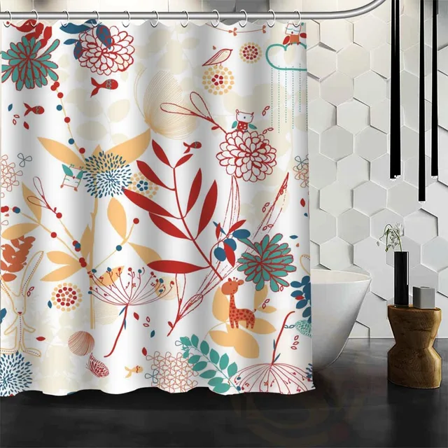 Best Nice Custom Flower Background Shower Curtain Bath Curtain