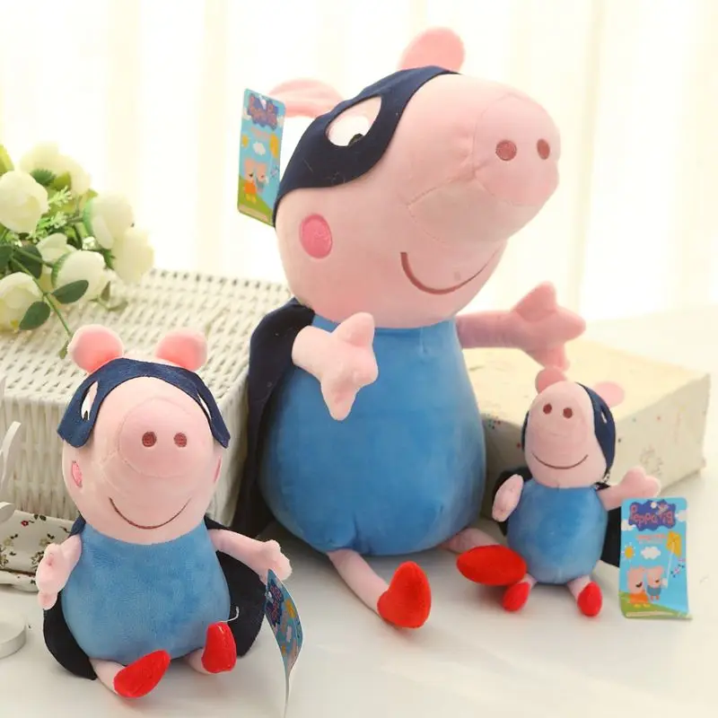 

Cute Pig Famliy Dad Wearing Black Eye Mask And Cape  Plush Doll Stuffed Toy Measure 18cm/26cm/42cm Tall Gift Freeshipping