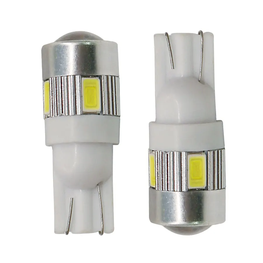 10 шт. T10 W5W 168 194 5630 5730 6SMD T10 светодиодный Клин светильник боковые лампочки для хвоста автомобиля светильник парковка купол двери светильник белый DC12V