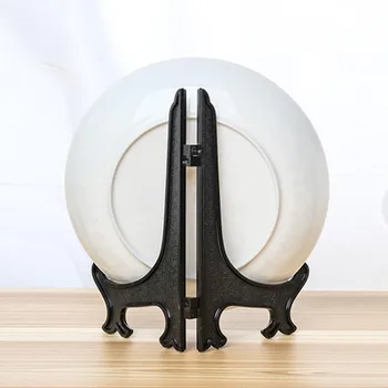 

Behogar 10pcs Folding Black Plastic Display Holder Easels Dish Rack Pedestal Stand for Picture Frame Photo Books